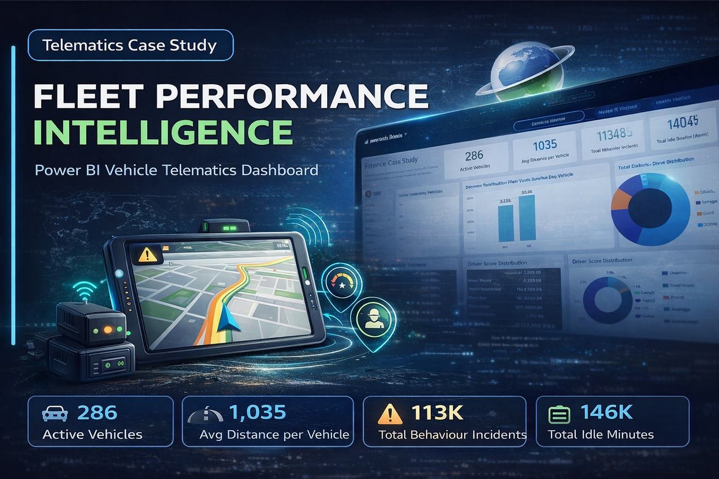 PowerTrack Africa fleet telematics executive dashboard in Power BI